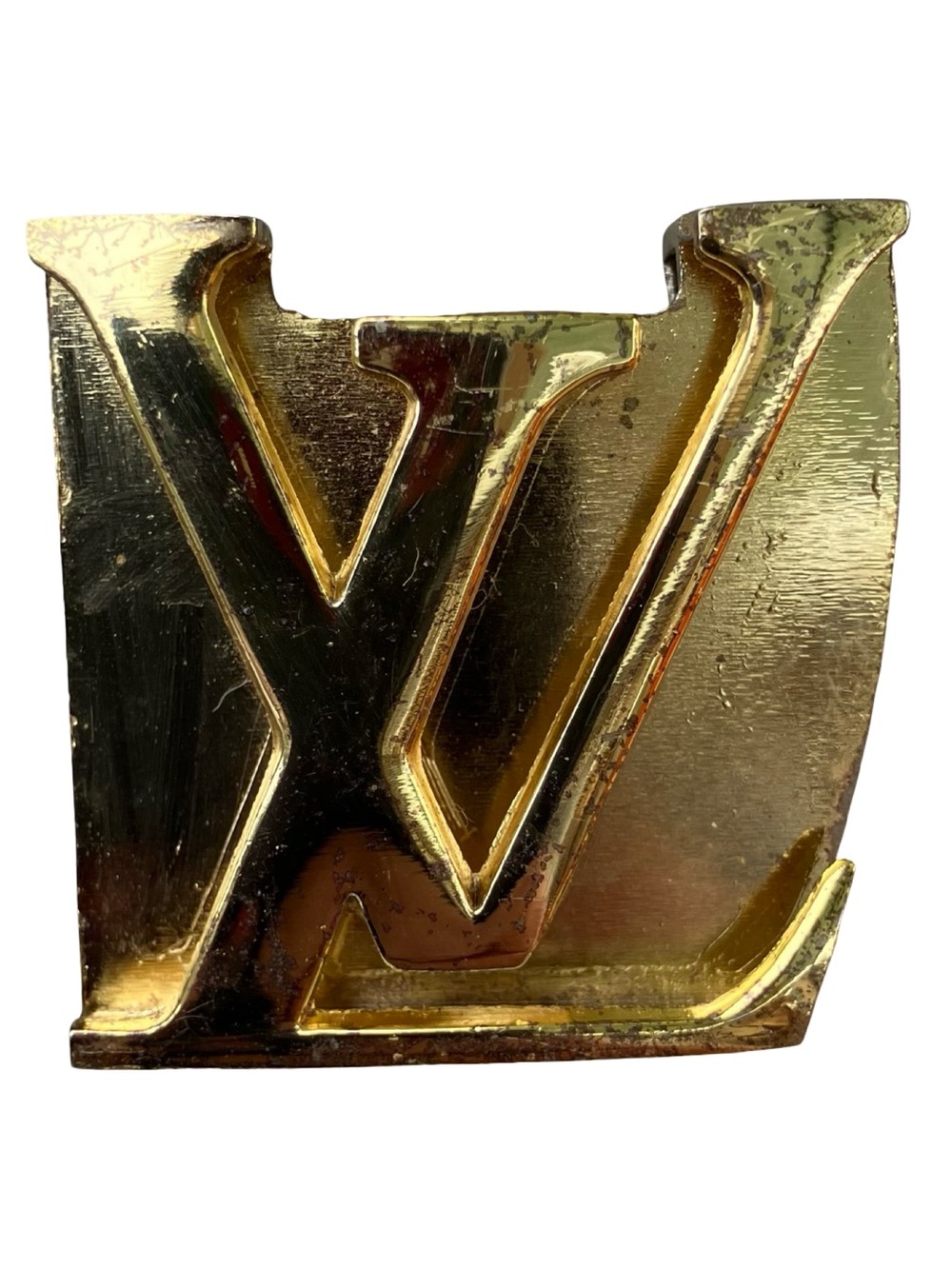 Louis Vuitton LV Belt Buckle Gold Toned Replacement Accessory Reclaimed Salvage